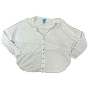 Oversized Thermal Long Sleeve White button Womens M Minimalist lagenlook